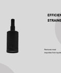Raincovo siphon hose filter for pressure washer, black ribbed plastic, front view