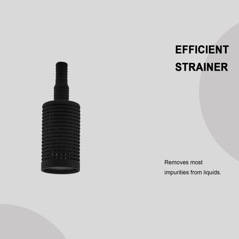 Raincovo siphon hose filter for pressure washer, black ribbed plastic, front view