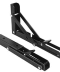 Two Pack Heavy Duty Folding Shelf Brackets Set, Triangle Wall Mounted Billy Brackets, 14 Inch Black, Rock Solid Support For Shelves