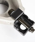 Radius Rod Double-Shear Bracket Kit Pair For Can-Am Maverick X3 XDS XRS 2016 2017 2018 Eliminates Center Knuckle Wear With Beefed-Up Bolts Nylock Nuts And OEM Compatibility, Powder-Coated Black close-up on radius rod bracket and bolt