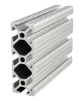 Built Like A Tank 1X3 Inch T Slotted Aluminum Extrusion Rail With Eight Wide Open Channels Clear Anodized Finish, close-up view.