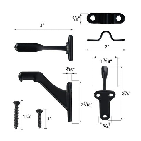 Diagram of 3 Pack 3 Inch Beefy Heavy Duty Handrail Brackets Matte Black For Stair Railing Easy Diy Install Zinc Alloy Construction