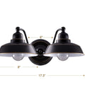Two Light Farmhouse Wall Sconce In Oil Rubbed Bronze Finish Industrial Wall Mount Vanity Light For Bathroom Hallway Bedroom Doorway