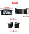 Dimensions of 4 Pack Aluminum Alloy Bicycle Handlebar Shim Adapters Spacers 25.4mm To 31.8mm Easy Fit For MTB Road Mountain And Fixed Gear Bikes Conversion Kit Lightweight Yet Sturdy Quick Install And Fine Tune shown with 35mm length, 14mm height, and 3.2mm thickness.