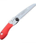 Badass Pocket Folding Saw With 5 Inch Razor Sharp Blade Slick Design Heavy Duty Rust Resistant Steel Solid Grip Handle, red handle.
