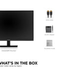 32 Inch IPS Monitor With Full HD 1080p, Thin Bezel Design, Built In Speakers, HDMI And VGA, Flicker Free Eye Care, accessories