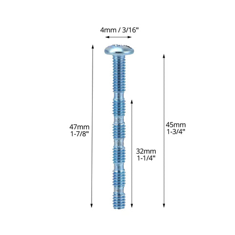 100 Pack Truss Head Break Away Screws Thread Size 8 32 1.75 Inch Length Zinc Plated Steel For Cabinets Drawers Doors And Knobs Heavy Duty Pro Grade Hardware with dimensions
