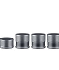 Heavy Duty Adjustable Metal Microwave Riser And Air Fryer Stand Elevators With Non Slip Pads Four Pack leveling shims in silver.