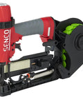 Heavy Hitter Pneumatic Cap Stapler Featuring A Rock Solid Three Eighths Inch Crown And Eighteen Gauge Design With Top Load Magazine side view with magazine loaded.