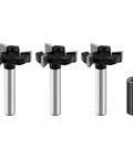 CNC Spoilboard Surfacing Router Bits Set Three Piece With One Quarter Inch Shank And One Inch Cutting Diameter Round Shank Planing Bits For Woodworking Featuring Anti Backlash Technology And Three Wings