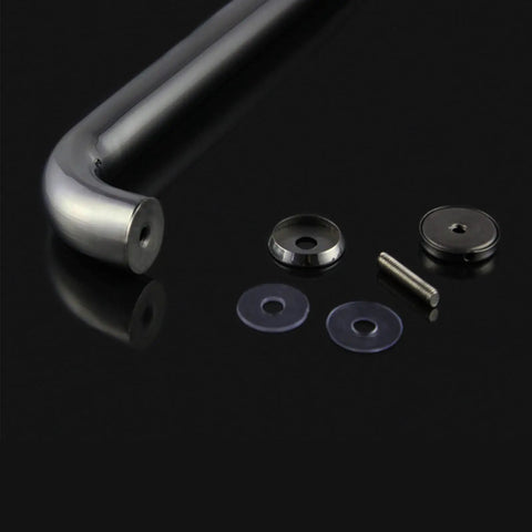 Stainless Steel Glass Shower Door Handle Push And Pull Single Sided 500mm Rustproof Grab Bar Rail Replacement Parts Durable Bathroom Door Knob Kit With No Fuss Install Hardware, angled view with hardware