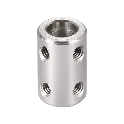 8mm To 8mm Bore Rigid Shaft Coupling With Set Screw, 22mm Length, 14mm Outside Diameter, 45 Steel, Built To Last, Tough As Nails, For 3D Printers, CNC Machines, Stepper Motors And DIY Robotics, silver metal coupling