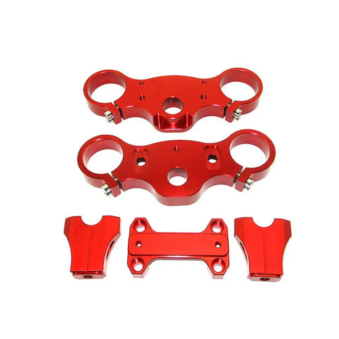 Red CNC Aluminum Triple Clamp Set For Pit Dirt Bike Forks 45mm And 48mm With 22mm Handlebar 165mm Center To Center Durable CNC Aluminum Upgrade For Off Road Motorcycle