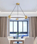 Kick Up Your Rooms Chill Vibe With This Fresh Gold LED Acrylic Pendant Light Hanging Lamp For Kitchen Dining Living Spaces Providing Top Tier Even Brightness And Wipe Down Easy Cleaning Finish, featuring a circular design with a warm glow.