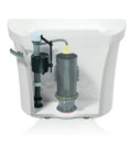 Silent Fill Toilet Valve Kit With Adjustable Fill Rate Inserts installed in toilet tank