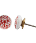 Top Shelf Ceramic Drawer Knobs With Fire Red Floral Detail Ultra Clean 100 Piece Bundle For Kitchen Cabinets And Dressers Heavy Duty Rust Free Hardware Upgrade ceramic knob with red floral design and gold fitting