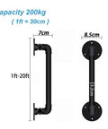 Heavy Duty Rustic Industrial Pipe Railing And Beefy Wrought Iron Handrail For Porches Decks Stairs Delivering Rock Solid Support, dimensions 7cm x 8.5cm.