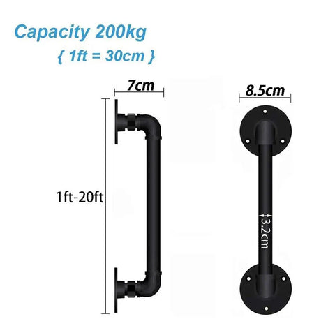Heavy Duty Rustic Industrial Pipe Railing And Beefy Wrought Iron Handrail For Porches Decks Stairs Delivering Rock Solid Support, dimensions 7cm x 8.5cm.