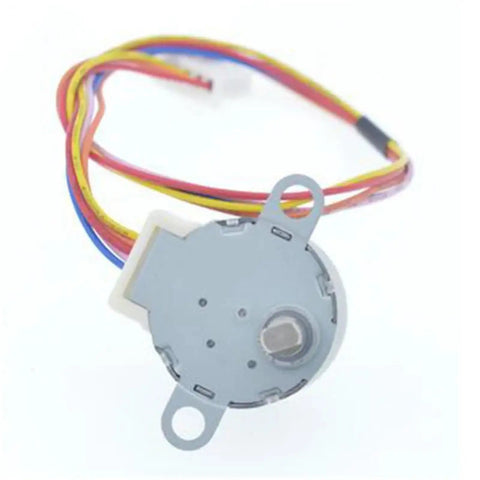 Top Notch 24BYJ48 DC Stepper Motor 12V Four Phase Gear Reduction Unit for Robotics And Automation Projects, gray, with wires.
