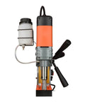 Heavy Duty Mag Drill Kit For Steel Plate Metal Fabrication with annular cutter, stable base, and coolant tank.