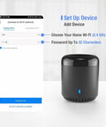 WiFi Smart Home Hub RM Mini 3 Learning Universal IR Remote setup screen with 2.4 GHz WiFi instruction on smartphone display