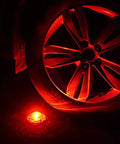 Emergency LED Road Flare Kit Set Of 3 With Magnetic Base Beacons, 360 Degree Red Lights, illuminating tire at night