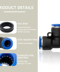 10 Pack 10mm 90 Degree Push In Elbow Pneumatic Fittings with seal, release, and snap rings visible