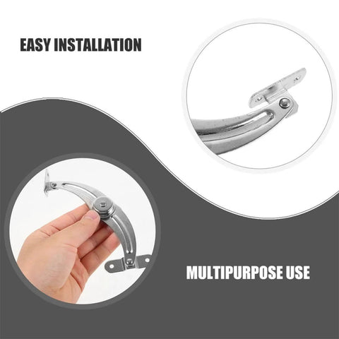 Person holding Cabinet Door Stop Hinge, Metal Right-Handed Nickel-Plated Tx90-2, showcasing easy installation and multipurpose use.
