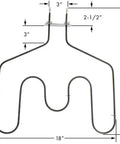 Oven Bake Element Replacement For GE Hotpoint RCA Ranges Easy Install Direct Replacement Fits WB44T10011 dimensions shown