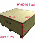 6040 5 Axis CNC Router Engraving Machine With 2200W Spindle packaged in box with dimensions 114x97x58cm, weight 114kg