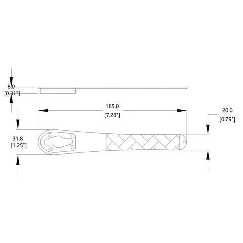 Heavy Duty Steel Wrench To Knock Loose Stubborn Wing Nuts Without A Sweat Fits Sku 16741 dimensions diagram, 7.28 inch steel frame.