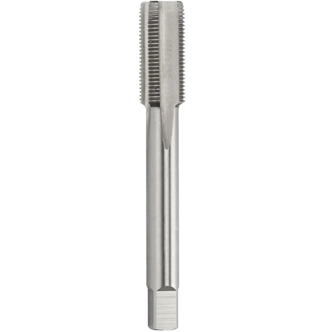 Left Hand Thread Tap Three Quarters Inch By Sixteen TPI, 4.41 Inch Length, HSS High Speed Steel Machine Tap shown vertically