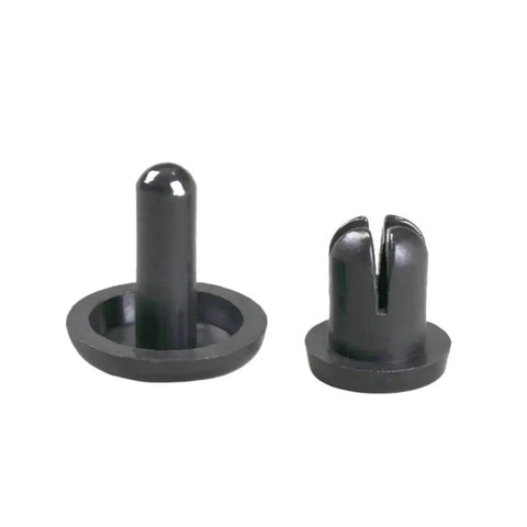 100 Piece Heavy Duty Nylon Expansion Rivets for Pcb Fixing and Blind Rivet Jobs, showing two black nylon fasteners.