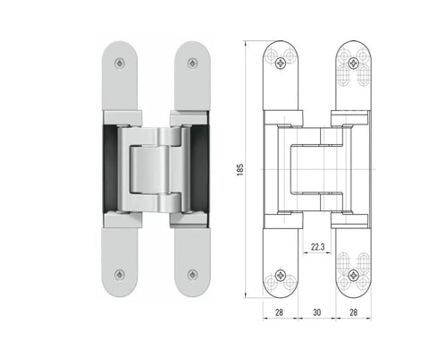 3D Adjustable Heavy-Duty Concealed Cabinet Hinge With Silver Finish, Beefy Hidden Door Hardware For Kitchen Cabinets, Furniture Projects, And DIY Installations, 185mm