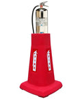 Heavy Duty 2.5 Gallon Stackable Water Fire Extinguisher Holder slick red base with fire instructions visible, HDPE plastic design.