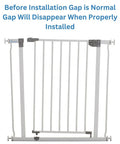 Walk Through Baby Safety Gate Set With 3.5 Inch Extension For Openings From 29.5 To 36.5 Inches, Pressure Mounted Security Gate White