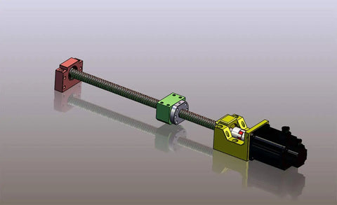 Beefy 25mm Long Pitch Ball Screw Kit SFE2525 RM2525, 2950mm long with nut, BK20 BF20 end supports, and Nema 42 motor bracket