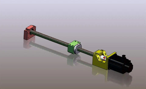 20mm CNC Ballscrew Kit SFU2005 RM2005 Anti Backlash For Nema 34 Motor L 64.96 Inch 1650mm With BK BF15 Bearing Blocks Plus Coupler And Housing, assembled view