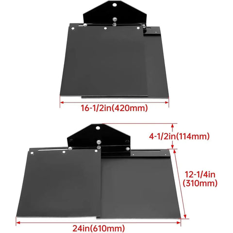 Lawn Striping Kit With Built In Hitch For Zero Turn Mowers And Tractors, dimensions 24x12-1/4 inches, metal plates shown.