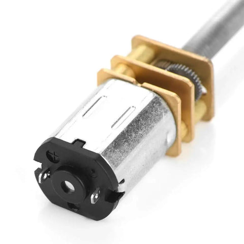 Built Tough N20 Linear Actuator DC Reduction Motor Loaded With Pure Copper Coils 6V 12V 500RPM Range showing motor details and M4 shaft connection.