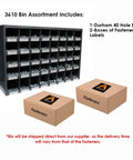 3,610 Piece Grade 5 Coarse Hardware Assortment Kit With Hex Cap Screws, Hex Nuts, And Washers In A Durham 40 Hole Metal Bin