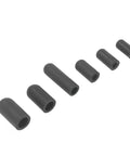 80 Piece Vacuum Cap Kit With 6 Size Assortment For Automotive Use Rubber Vacuum Plugs Hose End Caps For Carburetor Manifold And More 5 32nd Inch To 3 8 Inch Black displayed in six different sizes.