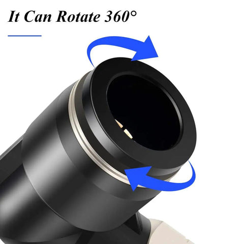 Heavy Duty One Half Inch Push To Connect Female Elbow Fittings 90 Degree For Pneumatic Systems Copper And Plastic rotating close-up view