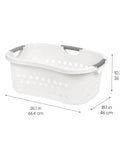 50L Laundry Hamper Set With Built In Comfort Handles 3 Pack White Plastic Baskets With Ventilation Holes shown with dimensions