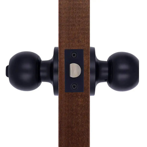 4 Pack Privacy Door Knobs Matte Black Interior Passage Keyless Round Lockset For Bedroom And Bathroom, side view