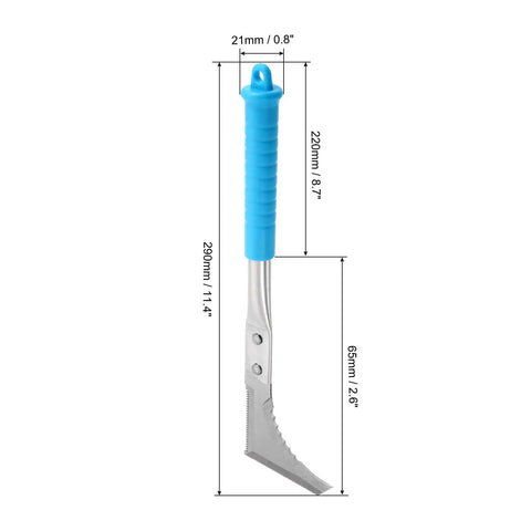 11.4 Inch Serrated Weeding Knife Set for Tight Crevices L Shape Crack Weeder Stainless Steel Garden Tool with Blue Handle