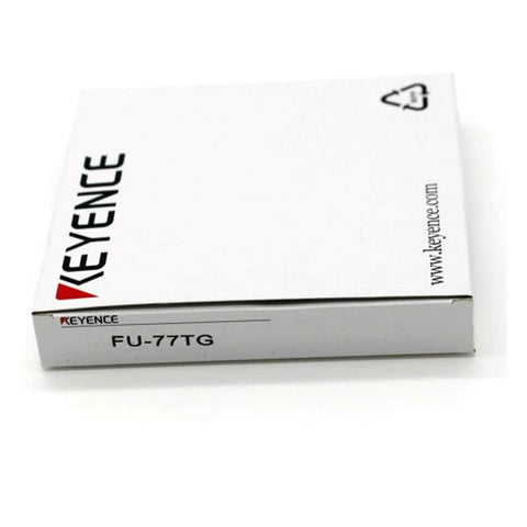 Keyence FU-77TG Transmissive Fiber Optic Sensor Switch Unit packaging for PLC installation, shown in white box with logo