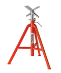 V Head Folding Pipe Stand With 12 Inch Pipe, Heavy Duty Portable Red Stand, Quick Height Adjust With Lock Ring, collapsible legs