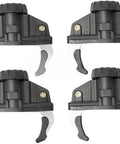 Roof Box Mounting Kit With Universal Quick Release Caliper Clips For Car Roof Racks And Luggage Carriers No Fuss Tool Free One Click Attachment For Secure Stable Transit Four Clip Fastening Pack