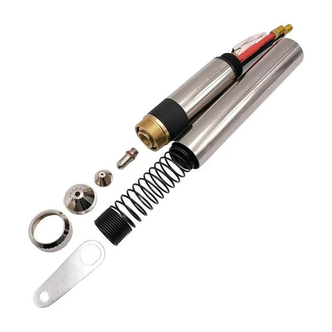 Plasma Cutting Torch 300A Water Cooled FY-XF300H 15m Straight Torch for CNC components including nozzle and spring.